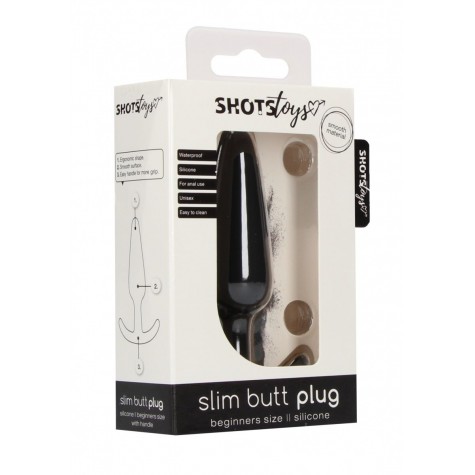 Черная анальная пробка для ношения Slim Butt Plug - 8,3 см.