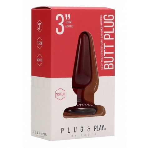 Красная анальная пробка Butt Plug Basic 3 Inch - 7,6 см.